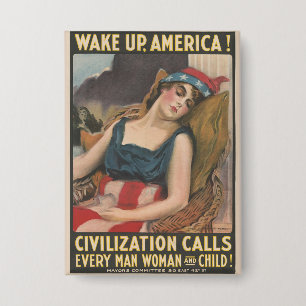 Patriotische amerikanische Flaggen-Dame Vintage-Ge Button