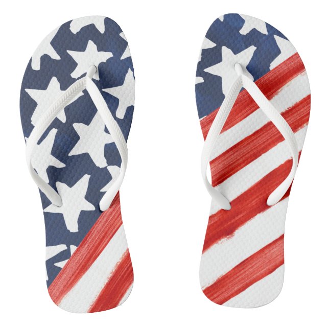 Patriotische amerikanische Flaggen Streifen Flip Flops (Fußbett)