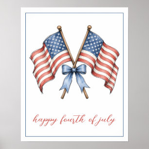 Patriotische amerikanische Flaggen zum vierten Jul Poster
