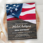 Patriotische amerikanische Flaggenmiliz Geburtstag Einladungspostkarte<br><div class="desc">USA amerikanische Flagge Birthday Party Einladungen. Laden Sie Freunde und Familie zu Ihrem patriotischen Geburtstagsfest mit diesen modernen amerikanischen Flag Einladungen. Personalisieren Sie diese Fahneneinladung mit Ihren Event-, Name- und Party-Details. Diese amerikanische Flag-Einladung ist auch ideal für den militärischen Ruhestand, Soldaten, die weggehen Party, militärischen Abschluss, Soldaten willkommen Zuhause feiern,...</div>