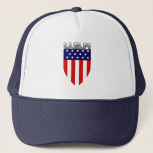 Patriotische amerikanische Flaggenschild Truckerkappe