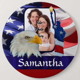 Patriotische amerikanische Fotovorlage Button