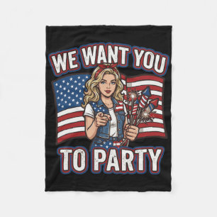 Patriotische amerikanische Frau Wir wollen, dass d Fleecedecke