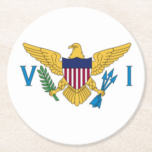 Patriotische Amerikanische Jungferninseln-Flagge Runder Pappuntersetzer