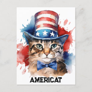 Patriotische amerikanische Katze, 4. Juli Tote Tag Postkarte