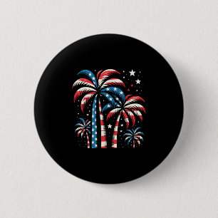 Patriotische amerikanische Palmen Sommer USA-Flagg Button