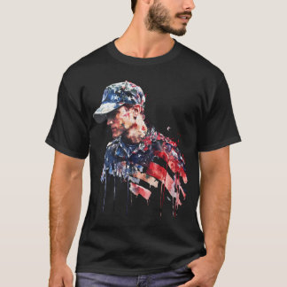 Patriotische amerikanische Soldat Wasserfarben Kun T-Shirt