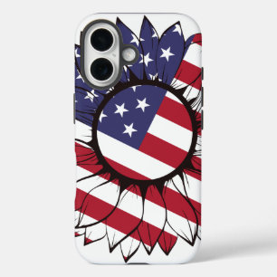 Patriotische amerikanische Sonnenblume iPhone 16 Hülle