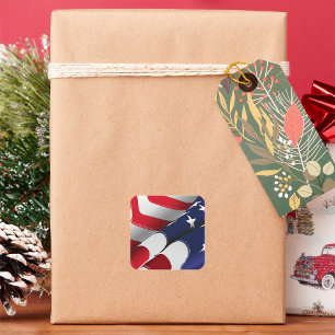 Patriotische amerikanische US Flagge für Flaggenge Quadratischer Aufkleber