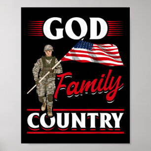 Patriotische amerikanische US-Flagge Gott Familie Poster