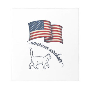 Patriotische Amerikanische Wirehair-Katze Vintage- Notizblock