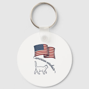 Patriotische Amerikanische Wirehair-Katze Vintage- Schlüsselanhänger