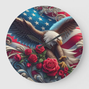 Patriotische Amerikanischer Adler-Uhr Große Wanduhr