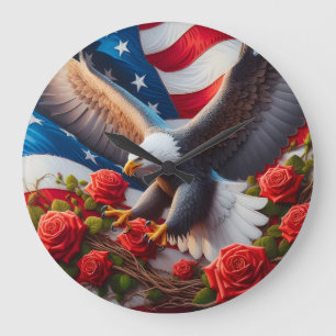 Patriotische Amerikanischer Adler-Uhr Große Wanduhr