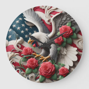 Patriotische Amerikanischer Adler-Uhr Große Wanduhr