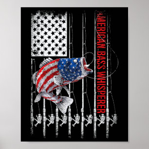 Patriotische Angler American B Pro Whisperer Fisch Poster