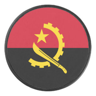 Patriotische angolanische Flagge Eishockey Puck