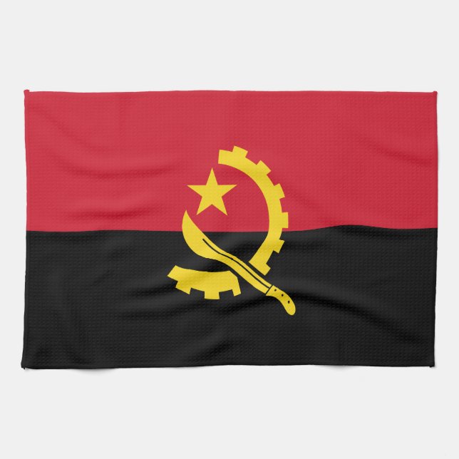 Patriotische angolanische Flagge Geschirrtuch (Horizontal)