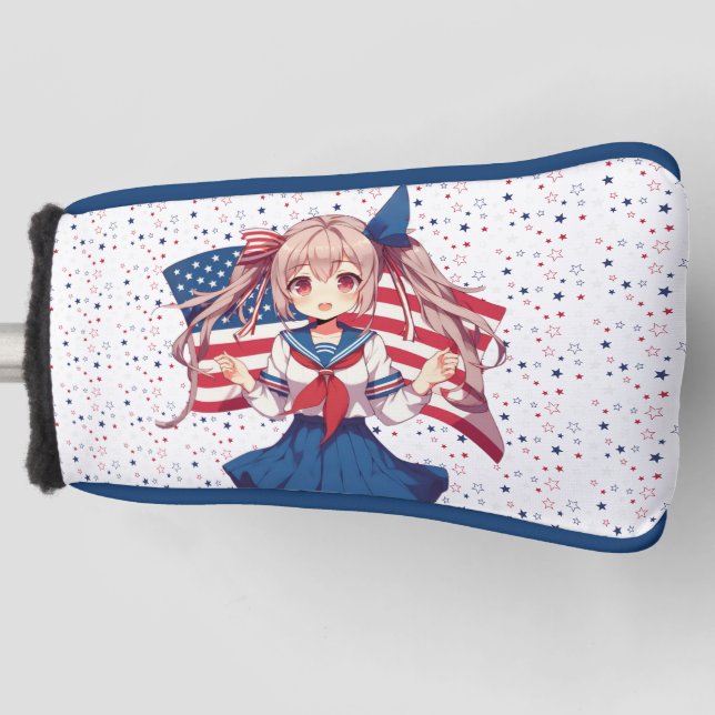 Patriotische Anime in den USA Golf Headcover (Vorderseite)