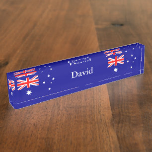 Patriotische australische Flagge Schreibtisch Name Namensplakette