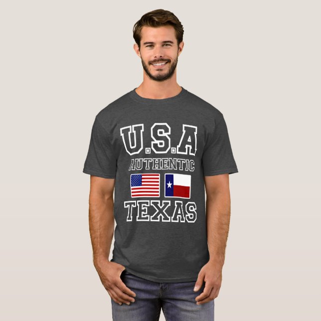 Patriotische authentische Texas und amerikanische  T-Shirt (Vorne ganz)
