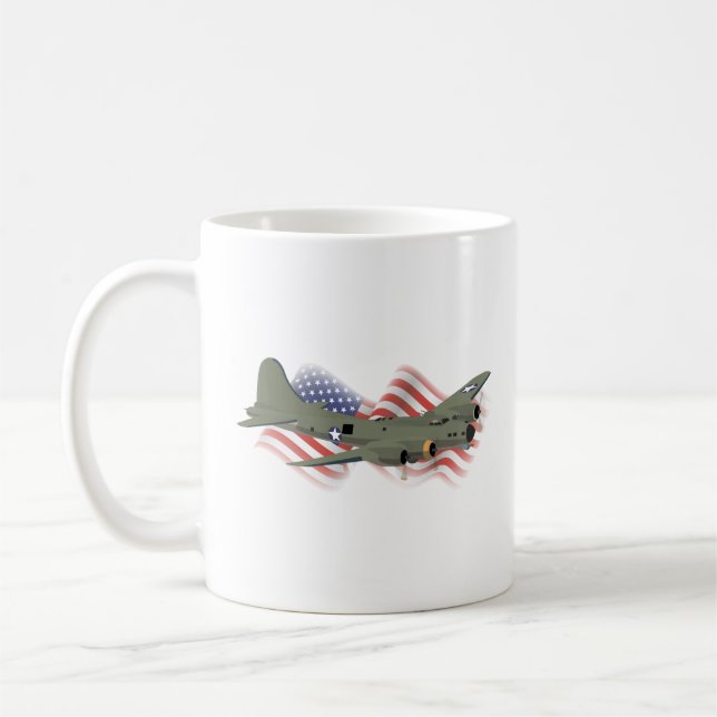 Patriotische B-17 Festung WW2 Schwerbomber Kaffeetasse (Links)