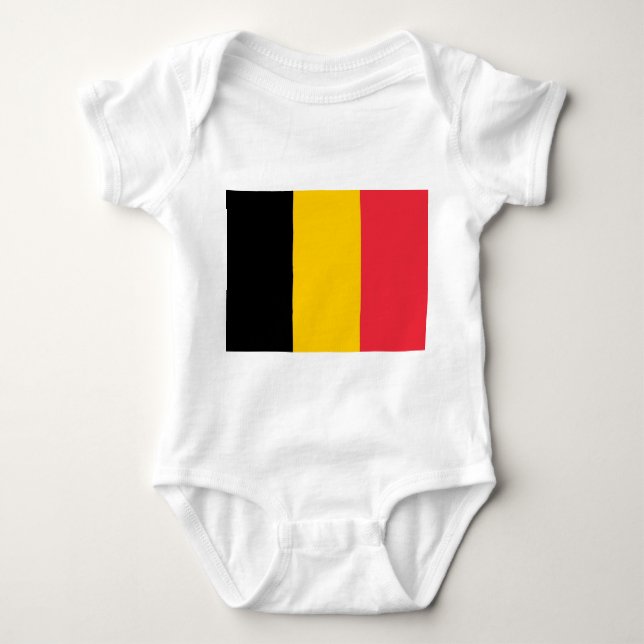 Patriotische Babybodysuit mit Flagge Belgien Baby Strampler (Vorderseite)