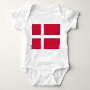Patriotische Babybodysuit mit Flagge Dänemark Baby Strampler