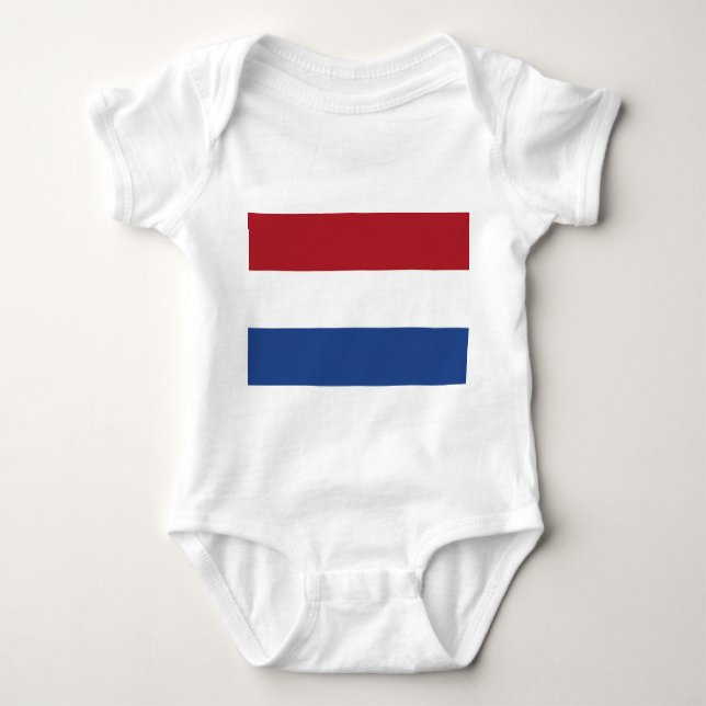 Patriotische Babybodysuit mit Flagge Niederlande Baby Strampler (Vorderseite)