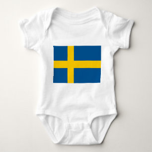 Patriotische Babybodysuit mit Flagge Schweden Baby Strampler