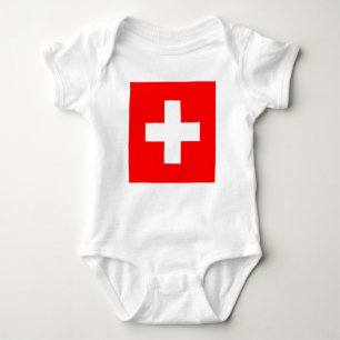 Patriotische Babybodysuit mit Flagge Schweiz Baby Strampler