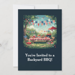 Patriotische Backyard-BBQ-Szene – 4. Juli Einladung