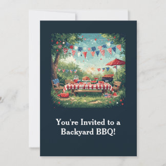 Patriotische Backyard-BBQ-Szene – 4. Juli Einladung