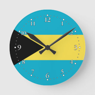 Patriotische bahamianische Flagge Runde Wanduhr