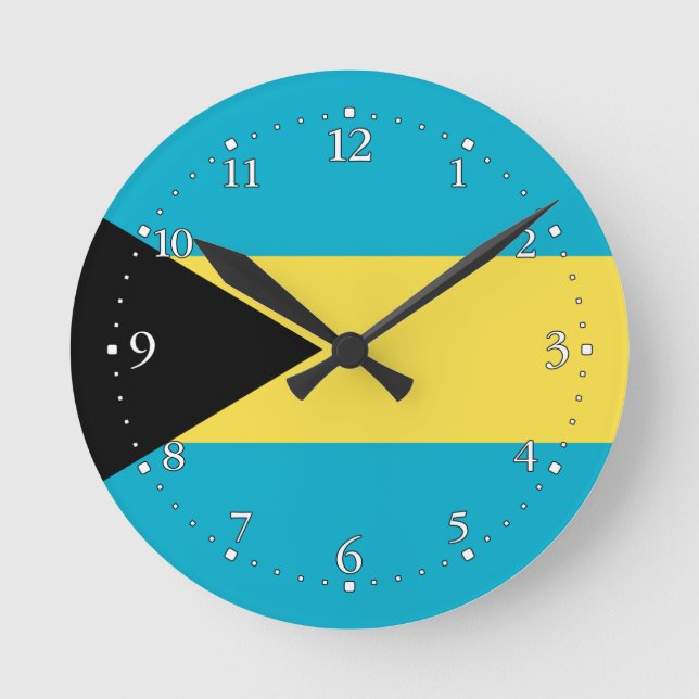 Patriotische bahamianische Flagge Runde Wanduhr (Vorderseite)