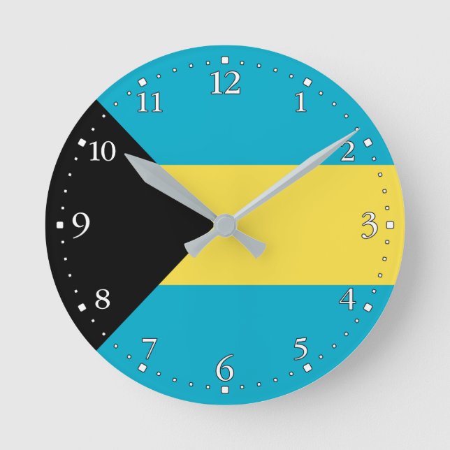 Patriotische bahamianische Flagge Runde Wanduhr (Vorderseite)