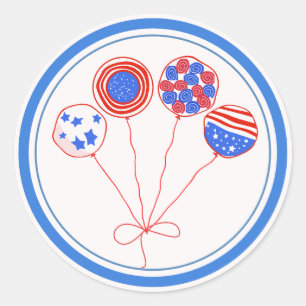 Patriotische Balloons mit roten Grenzen Runder Aufkleber