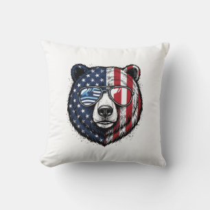 Patriotische Bär-Sonnenbrille Vintage-Vector-Shirt Kissen