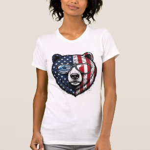 Patriotische Bär-Sonnenbrille Vintage-Vector-Shirt T-Shirt