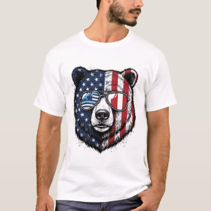 Patriotische Bären-Sonnenbrille Vintage-Vector-Shi T-Shirt