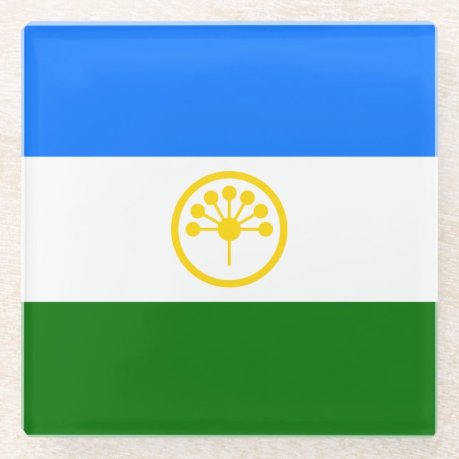 Patriotische Bashkortostan-Flagge Glasuntersetzer (Vorderseite)