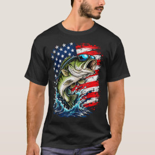 Patriotische Bass-Angeln-Sonnenbrille USA-Flagge T-Shirt