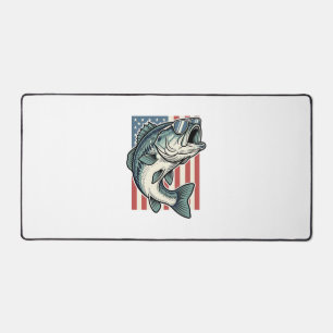 Patriotische Bassangeln-Sonnenbrille Vintage-Vekto Schreibtischunterlage