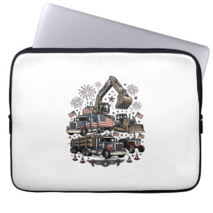 Patriotische Baustellenfahrzeuge Vintage-Shirt-Des Laptopschutzhülle