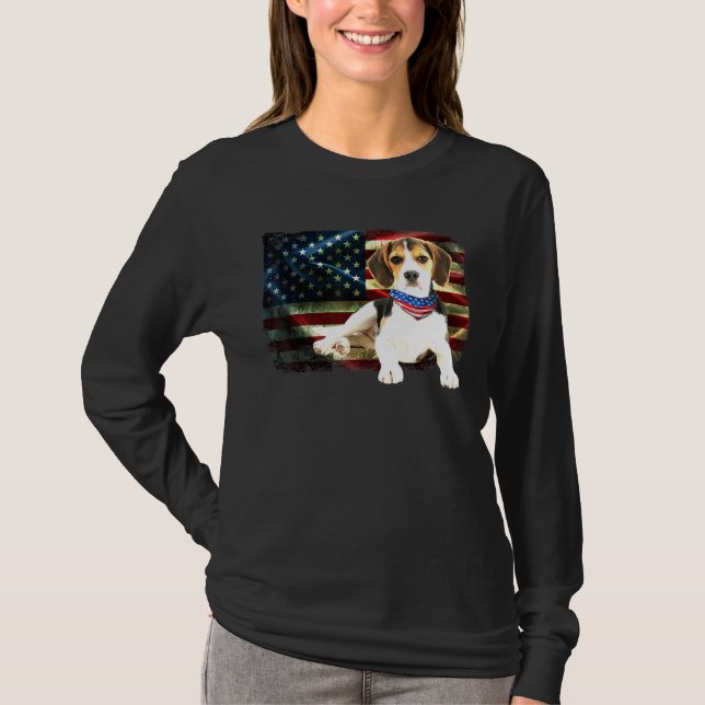 Patriotische Beagle Amerikanische Flagge Hunde Män T-Shirt (Vorderseite)