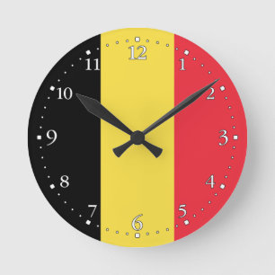 Patriotische belgische Flagge Runde Wanduhr