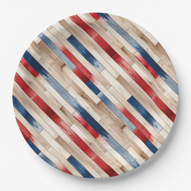 Patriotische bemalte Planken  Pappteller (Vorderseite)