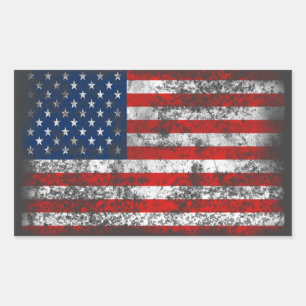 Patriotische beschädigte amerikanische Flagge Rechteckiger Aufkleber