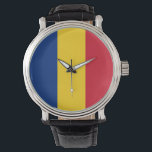Patriotische, besondere Uhr mit Flagge Rumäniens<br><div class="desc">Fügen Sie Ihren Accessoires eine Touch rumänischen Stolzes mit unserer exklusiven Handuhr mit der rumänischen Flagge hinzu! Diese Handuhr, die mit viel Liebe zum Detail gestaltet wurde, ist mehr als nur ein Zeitstück; sie ist eine Feier des kulturellen und kulturellen Stolzes Rumäniens. Das lebendige Design zeigt die berühmte rumänische Fahne...</div>