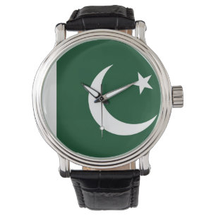 Patriotische, besondere Uhr mit pakistanischer Fla